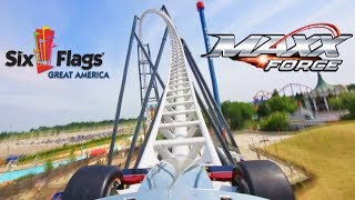 Maxx Force Real HD Front Seat On Ride POV SampS Compressed Air Launch Coaster Six Flags Great America [upl. by Dripps]