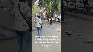 Police destroy bike silencer bullet bulletlover silencersound bike bikelover police crime [upl. by Ylenats]