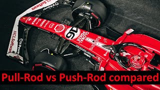 PullRod vs PushRod F1 suspension kinematics compared and why front pullrod is gaining momentum [upl. by Anaeco]