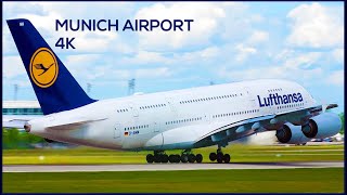 4K Munich Airport Plane Spotting  Spectacular Touchdowns and take offs [upl. by Hamann541]