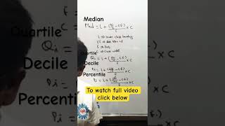 Formula of Median Quartile Decile Percentile for group data statistics [upl. by Ruy]