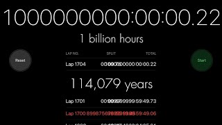 1 BILLION HOURS ON STOPWATCH 114079 YEARS [upl. by Hughmanick]