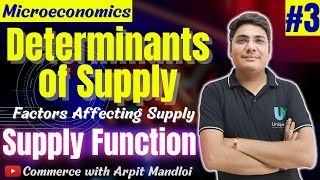 Determinants of Supply  Factors Affecting Supply  Market Supply Function [upl. by Gayn]