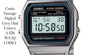 Casio Vintage Digital Grey Dial Watch Review  A158WA1Q D011 [upl. by Nosemyaj]