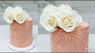 Buttercream stencil technique  Cake decorating tutorials  Sugarella Sweets [upl. by Benedict53]