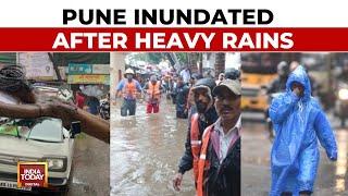 Monsoon Mayhem Heavy Rains Wreak Havoc In Pune Normal Life Of People Disrupted  India Today [upl. by Elleinnad20]