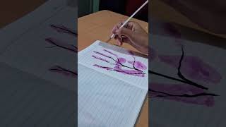 Cherry blossom painting ♥️🎨 art uniquepainting youtubeshorts trendingshorts [upl. by Philbin]