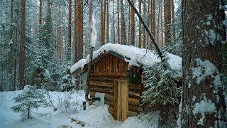 Arriving At The Cabin In A Cold Night OFF GRID LOG CABIN [upl. by Hercules]