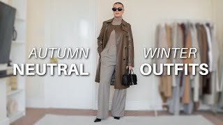 20 NEUTRAL AUTUMNWINTER OUTFITS [upl. by Joung]