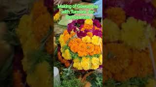 MAKING OF GOWRAMMA FOR BATHUKAMMA WITH TURMERIC POWDER [upl. by Hewes]