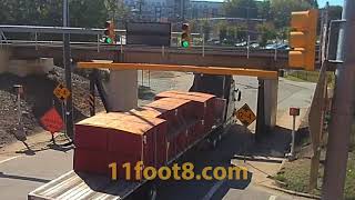 Semi truck loses stacks at the 11foot88 bridge [upl. by Jotham]