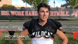 Archbishop Murphy quarterback Victor Gabalis talks about win over Hockinson team goals [upl. by Edric]