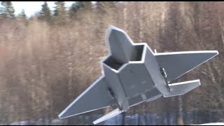 RCPowers design F22 Raptor RC Depron Thrust vectoring first flights 2 [upl. by Arramas315]