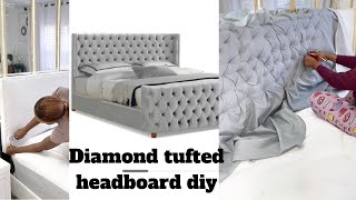 Zgalleria diamond tufted headboard diytheirs 1604 mine 9700diy headboard homedecor beddesign [upl. by Ahsal]