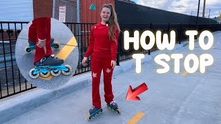 How to Stop on Rollerblades T STOP step by step common mistakes and pro tips [upl. by Aniez]