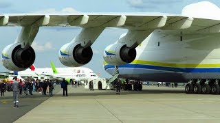 ANTONOV AN225  CLOSE UP PUSHBACK of WORLDS LARGEST AIRCRAFT at ILA 2018 Air Show [upl. by Saixela]