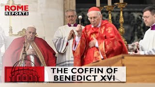 Vatican pallbearers solemnly carry PopeEmeritus coffin into St Peters Square [upl. by Ganny568]