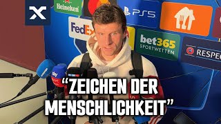 Thomas Müller über die stillen BayernFans aufgrund eines Notfalls  FC Bayern 10 Benfica [upl. by Rodina397]