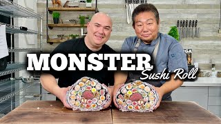 Making An EPIC Monster Sushi Roll With 25 Rolls Feat Guga Foods [upl. by Orenid]