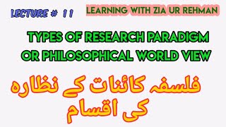 L11 Types of Research Paradigm or Philosophical World View In Urdu amp Hindi [upl. by Ydneh]