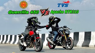 GUERRILLA 450 vs Apache RTR 310  Drag Race 🔥 [upl. by Ylellan]