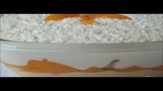 Receita de Sobremesa dois cremes e pêssego MUITO BOM [upl. by Tnecnivleahcim]