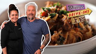 Guy Fieri Stops By Antonia Lofasos Restaurant in LA  Diners DriveIns and Dives  Food Network [upl. by Ecnarret]