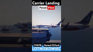 Polski Pilot ląduje Boeingiem 737 na Lotniskowcu z niesamowitą precyzją shorts xplane [upl. by Rajiv]