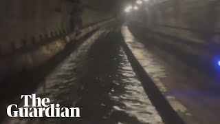 Extreme flooding in tunnel used by Eurostar halts trains [upl. by Hett]