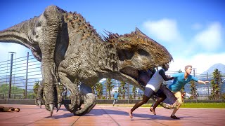 INDOMINUS REX amp TREX amp INDORAPTOR FIGHT amp ESCAPE  Jurassic World Evolution 2 [upl. by Ahsienar437]