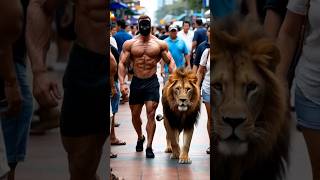 Bodybuilder Struts Through Crowds Turning Heads on the Street [upl. by Essirehc452]