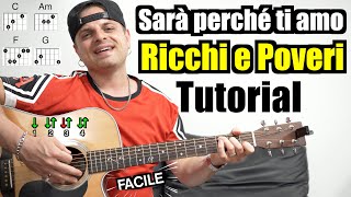 TUTORIAL CHITARRA  Ricchi e Poveri  Sarà perché ti amo  Accordi Testo Ritmo [upl. by Egerton400]