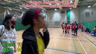 England Junior All Nations Volleyball Girls Div PINAS Semis v Asia Bronze v Mediterranean [upl. by Everick]