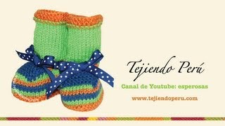 Zapatitos de colores para bebes tejidos en dos agujas o palitos [upl. by Enylrac]