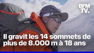 À 18 ans un alpiniste népalais devient le plus jeune à franchir les 14 sommets de plus de 8000 m [upl. by Eldoree]