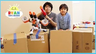 Box Fort Nerf Challenge Toys with Ryan and Daddy [upl. by Prakash736]