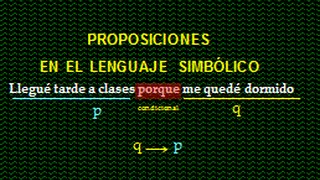 PROPOSICIONES EN EL LENGUAJE SIMBÓLICO  LÓGICA PROPOSICIONAL [upl. by Erb494]