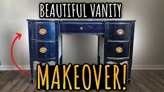 TRASHED Desk Gets a GORGEOUS Furniture Makeover [upl. by Leinahtan]