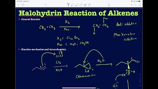 Halohydrin reaction of alkenes Addition halogen and other nucleophile to alkenes together [upl. by Adriano]