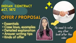 Offer  Proposal Indian Contract Act  Detailed Coverage  Kinds Essentials Case laws and examples [upl. by Tayler]