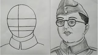 subhash chandra bose drawing step by stepnetaji subhash chandra bose drawinghow to draw netaji [upl. by Therron]