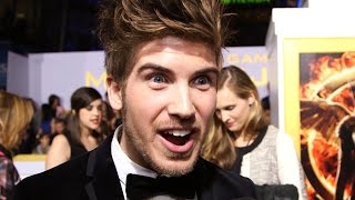 Joey Graceffa Talks ALMOST Being Finnick at Mockingjay Pt 1 Premiere [upl. by Barra]