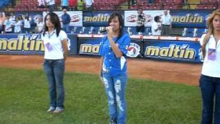 Erika Farias cantando el Himno Nacional de LRBD Venezuela [upl. by Selhorst]