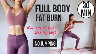 30 min Full Body Fat Burn HIIT NO JUMPING  Ab Core Arm Back Leg Thigh amp Cardio  Emi [upl. by Erret565]