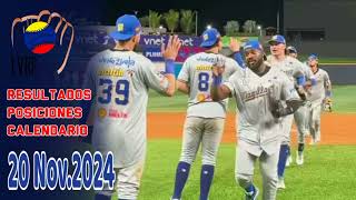 LVBP  Resultados Posiciones Calendario 20 Noviembre 2024  paliza de Navegantes a Leones [upl. by Prima568]