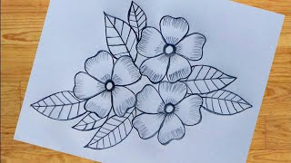 Flower design drawing with pencil [upl. by Ahtael]