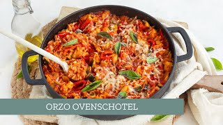 Orzo ovenschotel met paprika 😋  LeukeReceptennl [upl. by Auhso299]