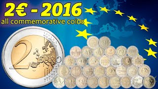 2 Euro 2016  All commemorative coins  value mintage rare  coin overview big video [upl. by Ennaul434]