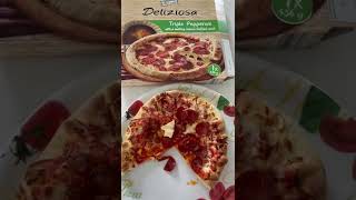 TRATTORIA ALFREDO DELIZIOSA TRIPLE PEPPERONI CHEESE STUFFED CRUST PIZZA TASTE TEST ASMR MUKBANG [upl. by Ayinat]