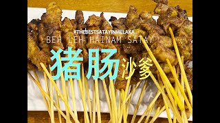 Yummy Pork Intestines Satay in Melaka 马六甲古早味老王沙爹（必尝猪肠沙爹） [upl. by Mylan464]